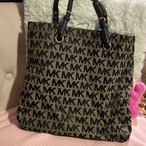 Michael Kors tan and black logo bag